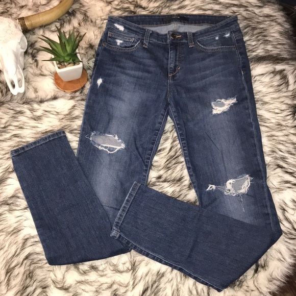 Joe’s Jean Straight Leg Distressed Skinny Mid Rise - Picture 2 of 6